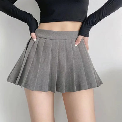 Jupe Plissée Taille Haute Courte Style Tennis Preppy