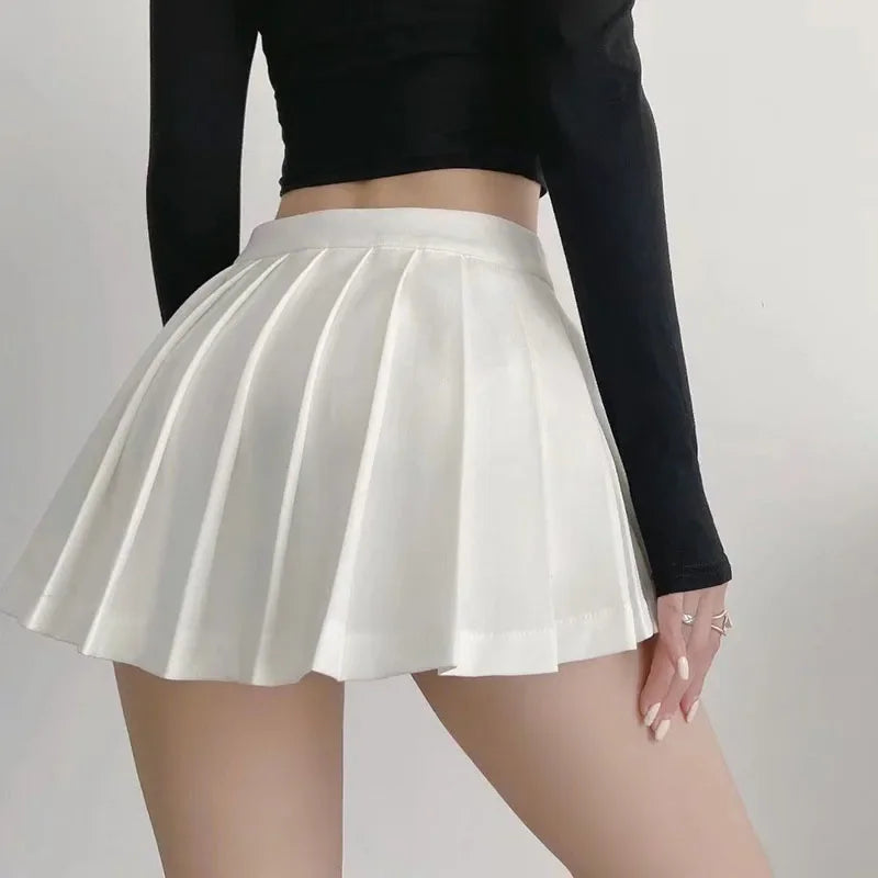 Jupe Plissée Taille Haute Courte Style Tennis Preppy