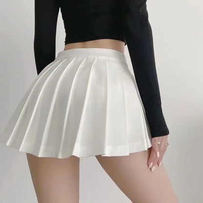 Jupe Plissée Taille Haute Courte Style Tennis Preppy
