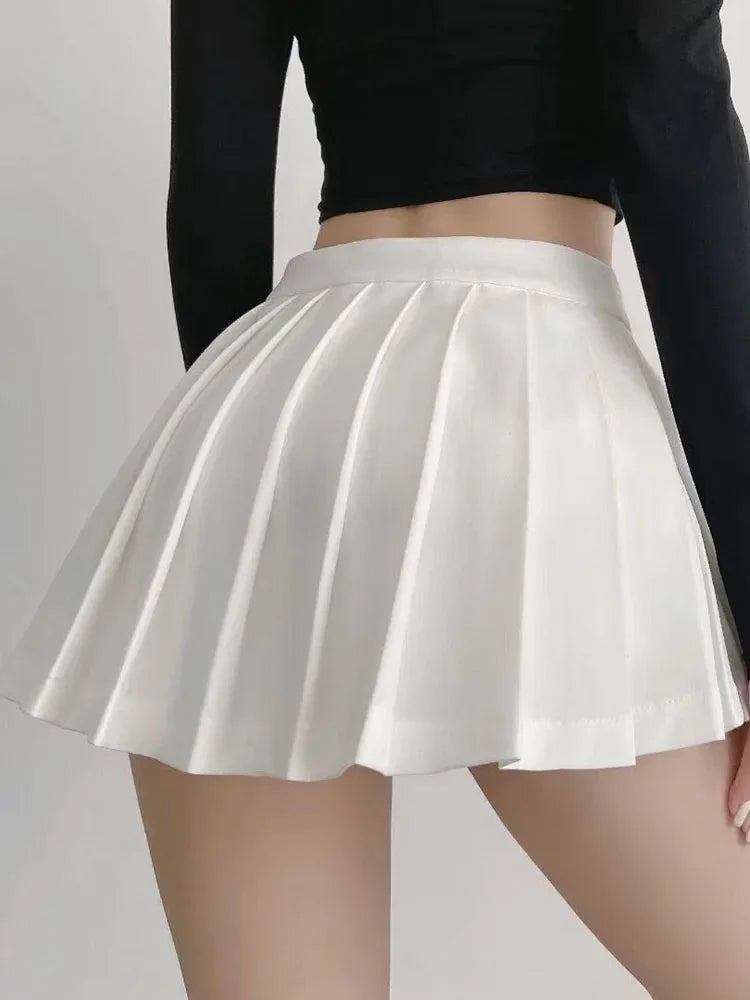 Jupe Plissée Taille Haute Courte Style Tennis Preppy