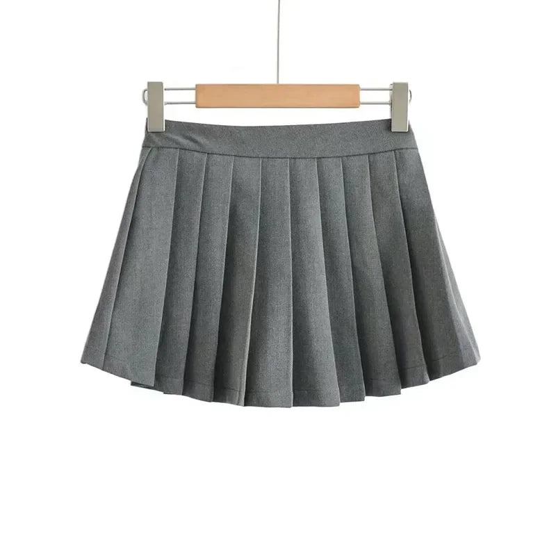 Jupe Plissée Taille Haute Courte Style Tennis Preppy