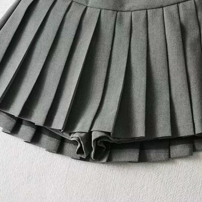 Jupe Plissée Taille Haute Courte Style Tennis Preppy