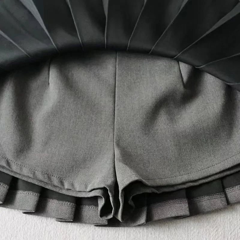 Jupe Plissée Taille Haute Courte Style Tennis Preppy