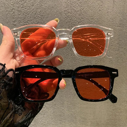 Lunettes de Soleil Carrées Rétro Miroir en Plastique Mixte