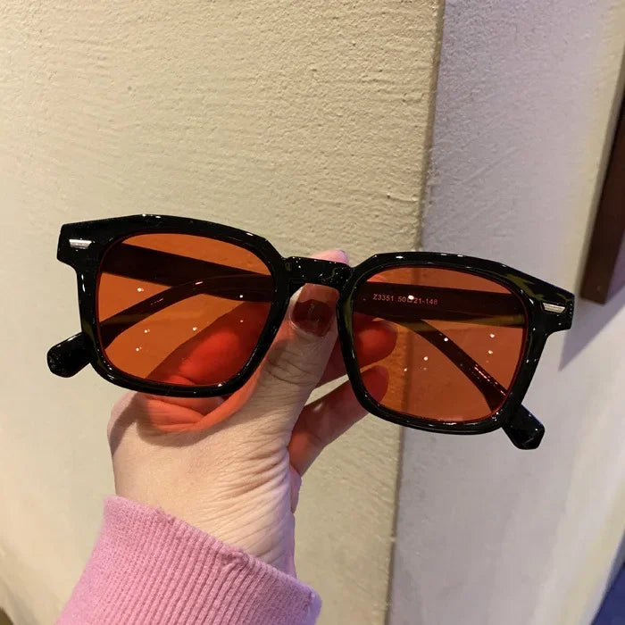 Lunettes de Soleil Carrées Rétro Miroir en Plastique Mixte