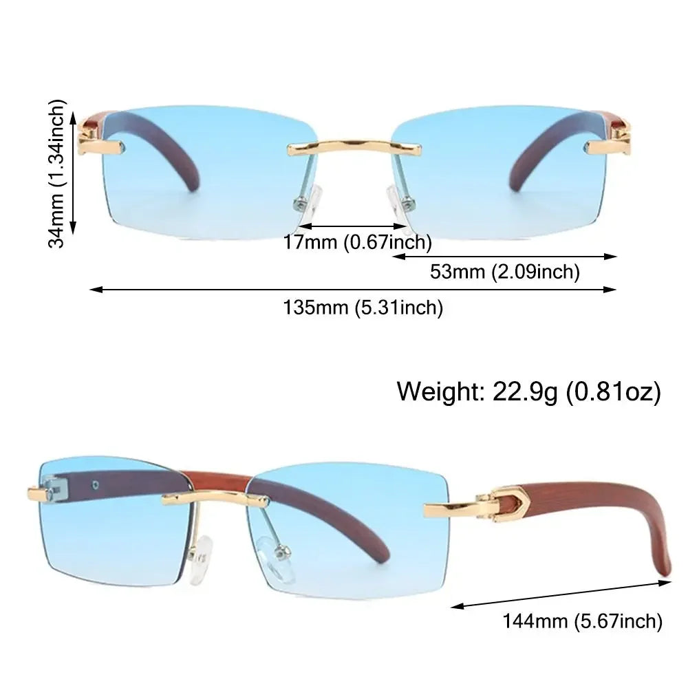 Lunettes de Soleil Rectangle sans Monture UV400 Style Rétro