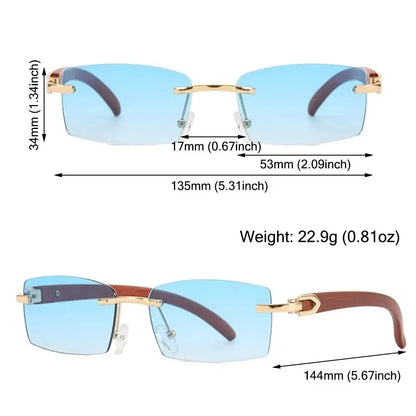 Lunettes de Soleil Rectangle sans Monture UV400 Style Rétro