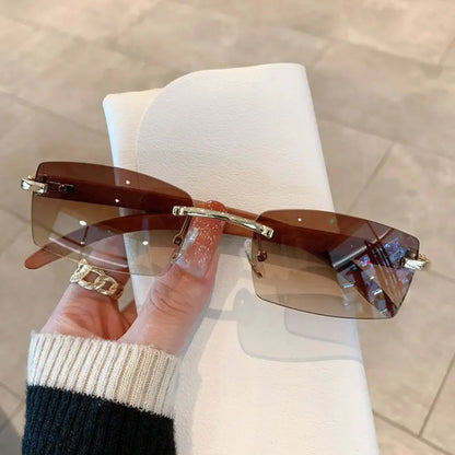 Lunettes de Soleil Rectangle sans Monture UV400 Style Rétro