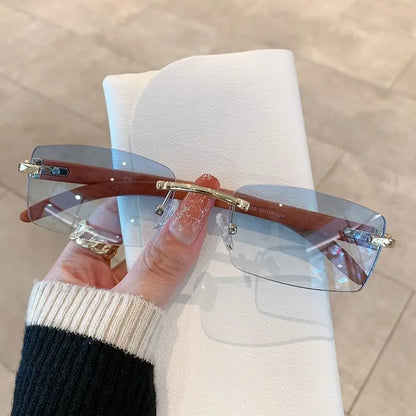 Lunettes de Soleil Rectangle sans Monture UV400 Style Rétro