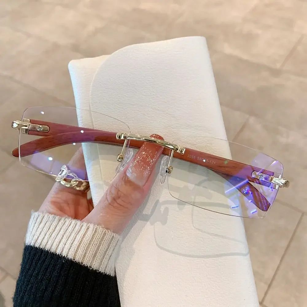 Lunettes de Soleil Rectangle sans Monture UV400 Style Rétro