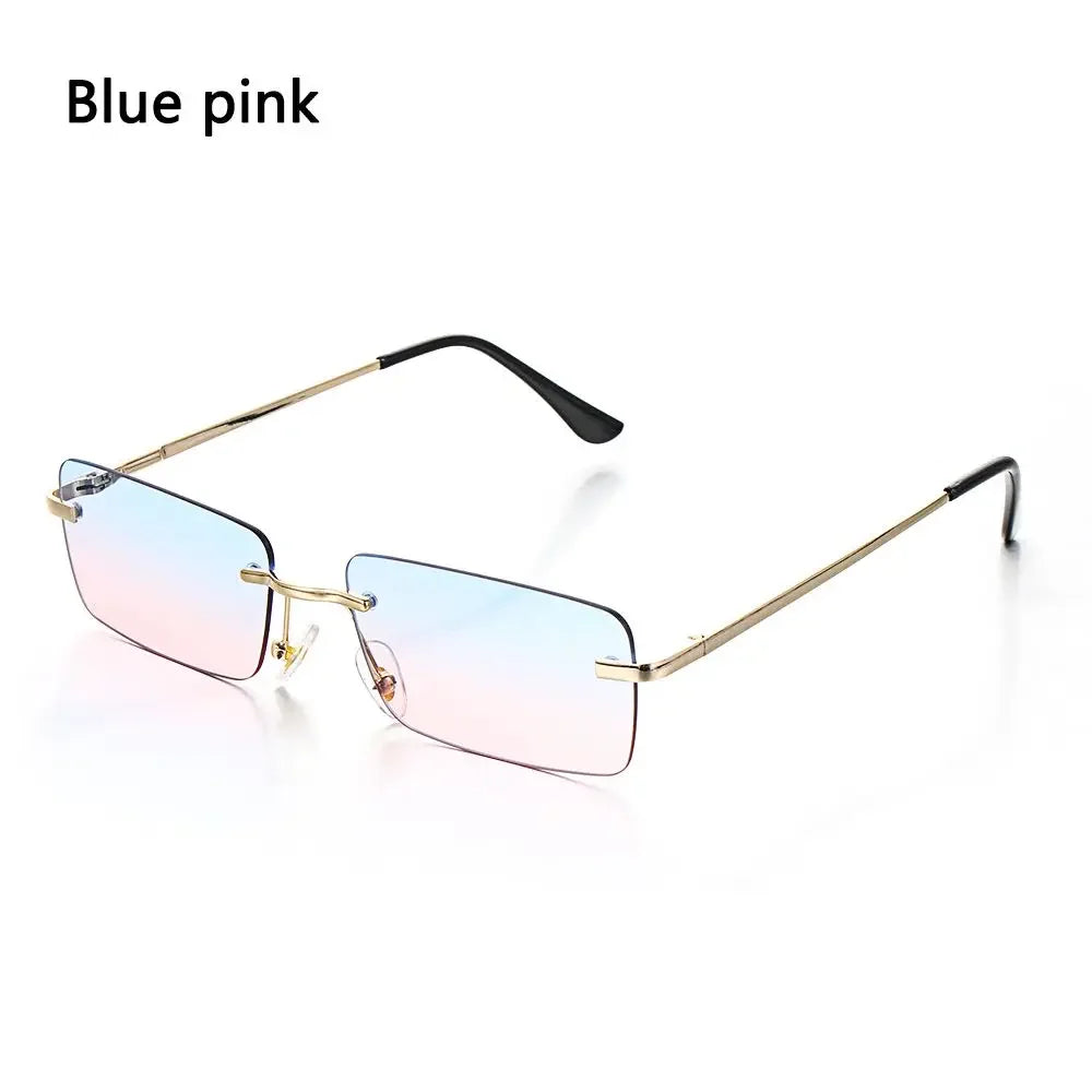Lunettes de Soleil Rectangle sans Monture UV400 Style Rétro