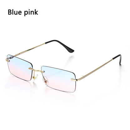 Lunettes de Soleil Rectangle sans Monture UV400 Style Rétro