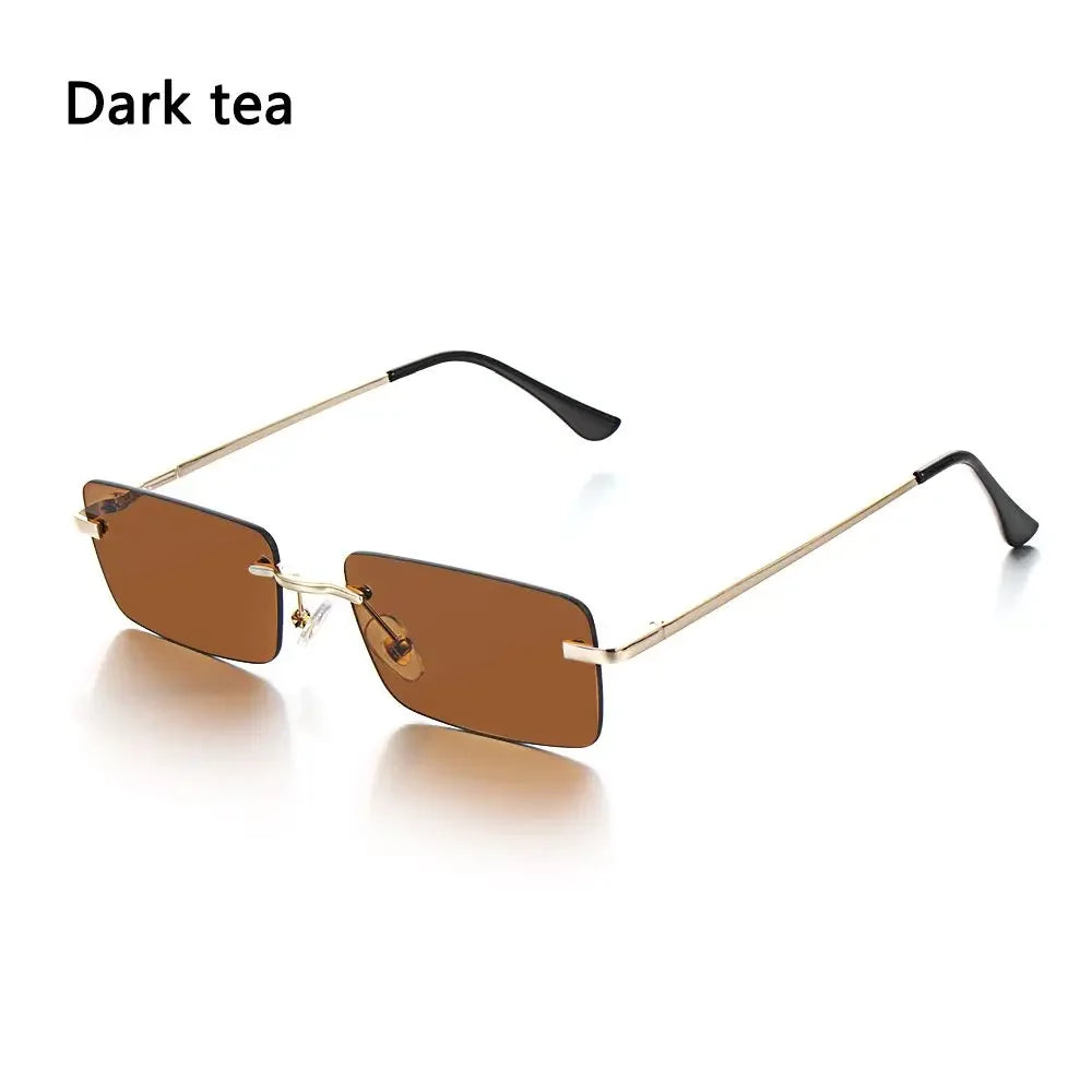 Lunettes de Soleil Rectangle sans Monture UV400 Style Rétro