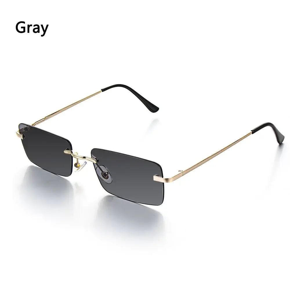 Lunettes de Soleil Rectangle sans Monture UV400 Style Rétro