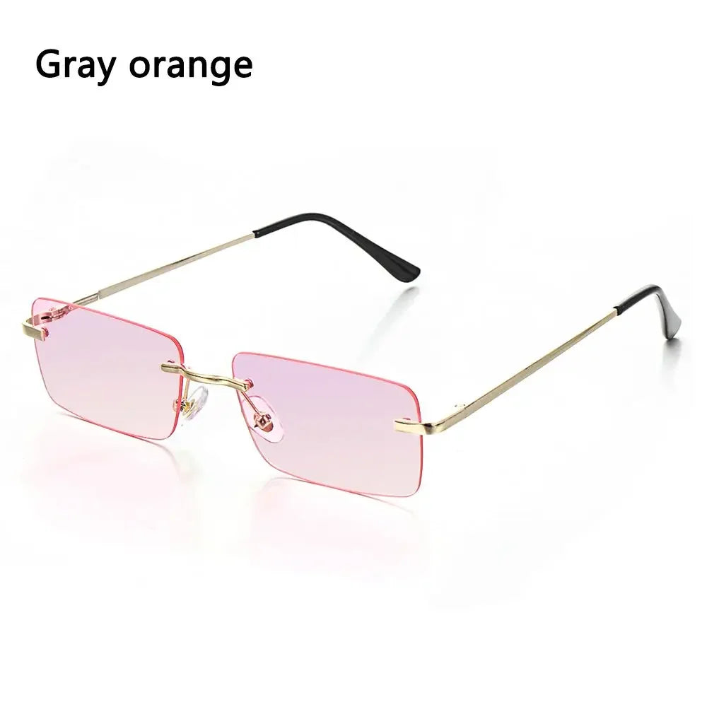 Lunettes de Soleil Rectangle sans Monture UV400 Style Rétro