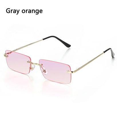 Lunettes de Soleil Rectangle sans Monture UV400 Style Rétro