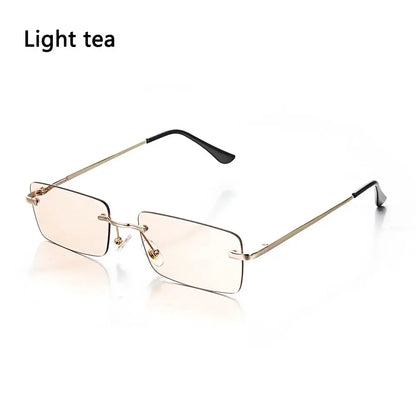 Lunettes de Soleil Rectangle sans Monture UV400 Style Rétro