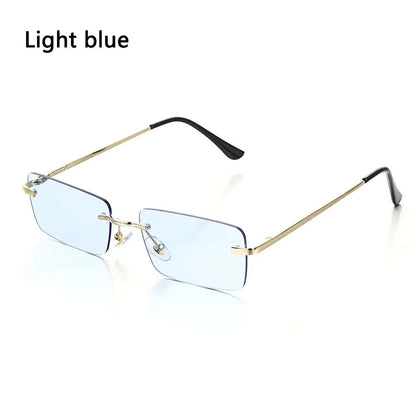 Lunettes de Soleil Rectangle sans Monture UV400 Style Rétro