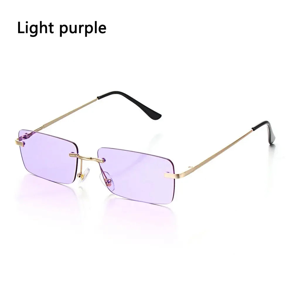 Lunettes de Soleil Rectangle sans Monture UV400 Style Rétro
