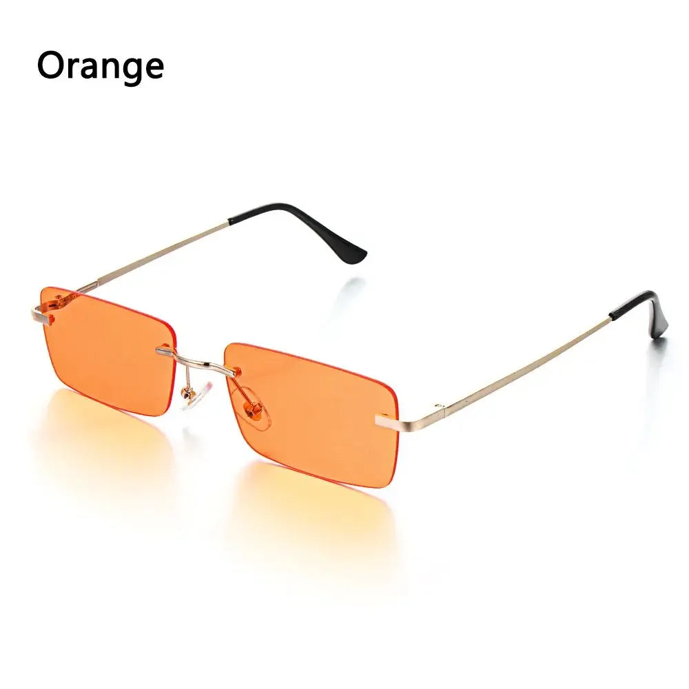 Lunettes de Soleil Rectangle sans Monture UV400 Style Rétro
