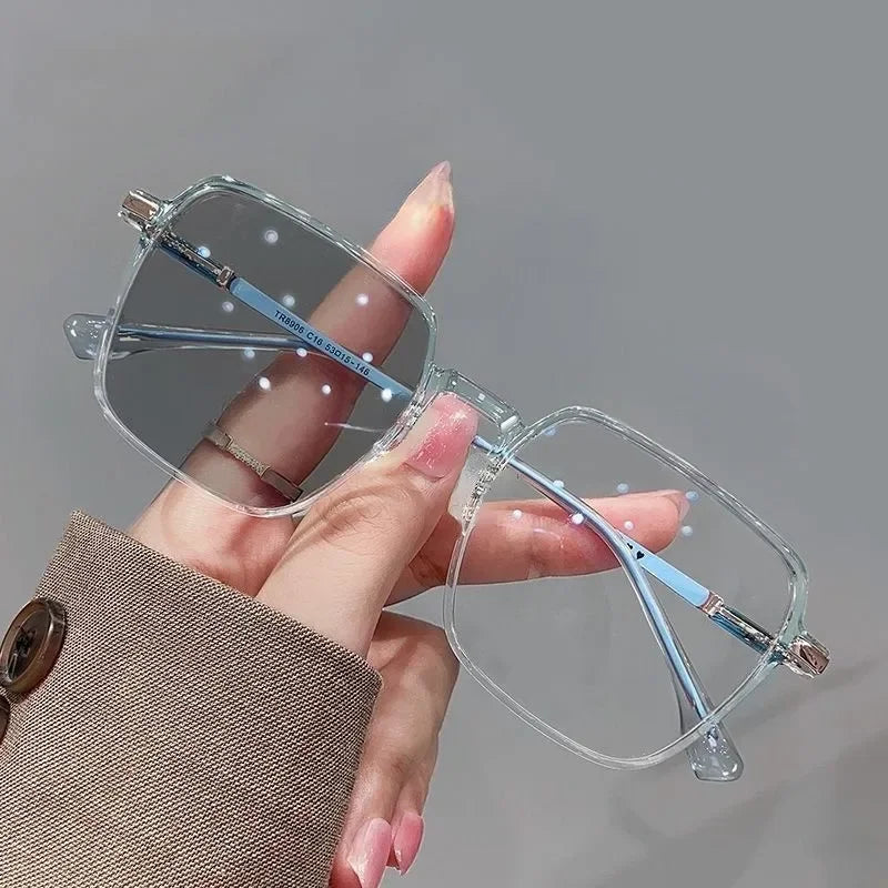 Lunettes en Métal Photochromiques Anti-Lumière Bleue Unisexes Carrées