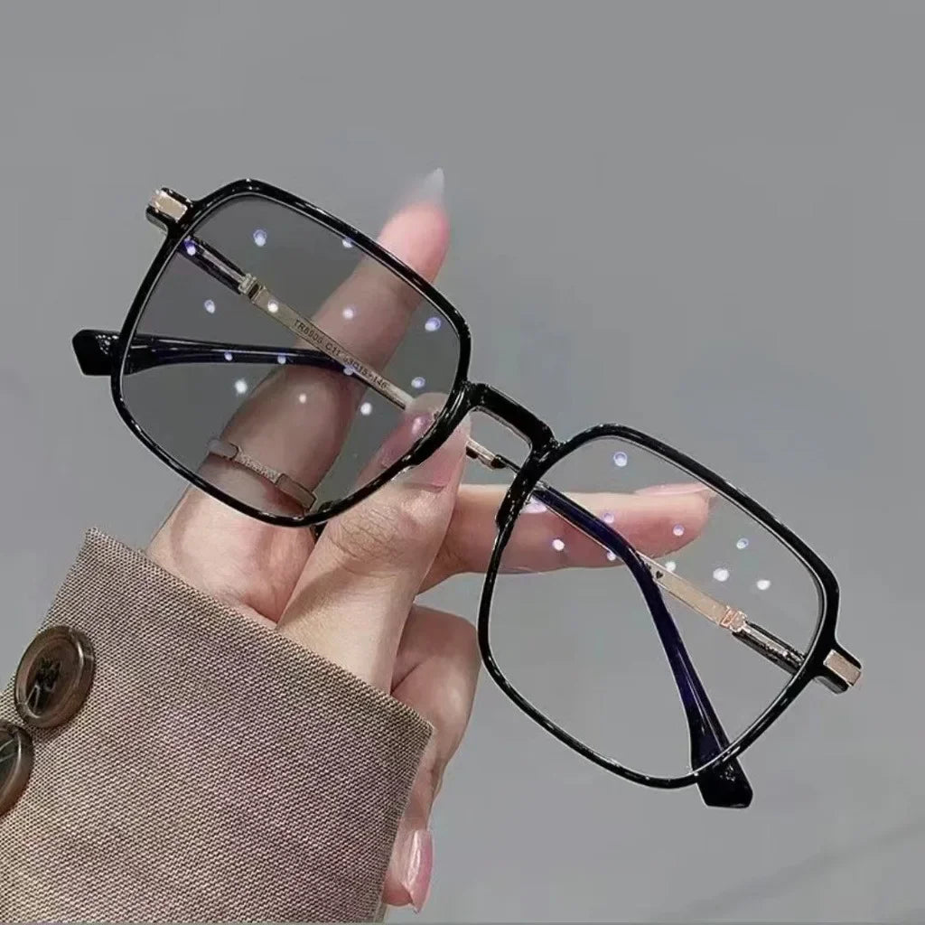 Lunettes en Métal Photochromiques Anti-Lumière Bleue Unisexes Carrées