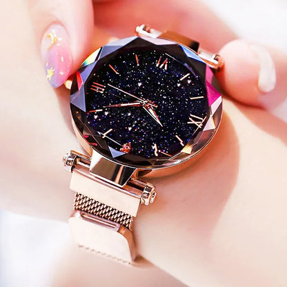 Montre Ciel Étoilé pour Femme Bracelet Magnétique Alliage Quartz