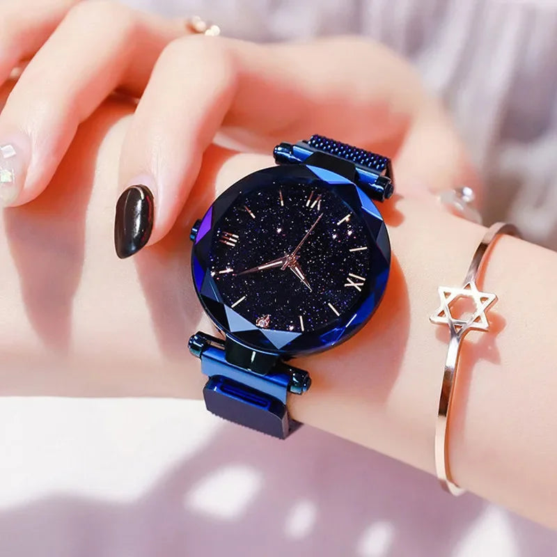 Montre Ciel Étoilé pour Femme Bracelet Magnétique Alliage Quartz