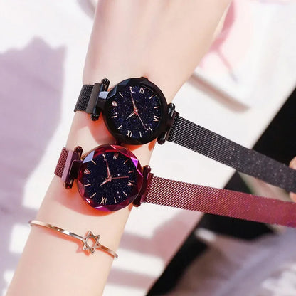 Montre Ciel Étoilé pour Femme Bracelet Magnétique Alliage Quartz