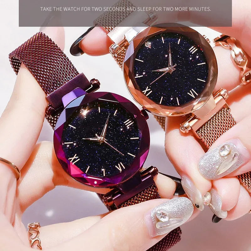 Montre Ciel Étoilé pour Femme Bracelet Magnétique Alliage Quartz