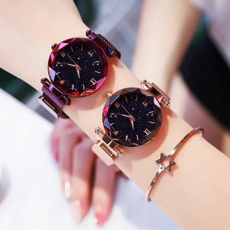 Montre Ciel Étoilé pour Femme Bracelet Magnétique Alliage Quartz
