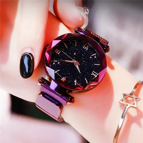 Montre Ciel Étoilé pour Femme Bracelet Magnétique Alliage Quartz