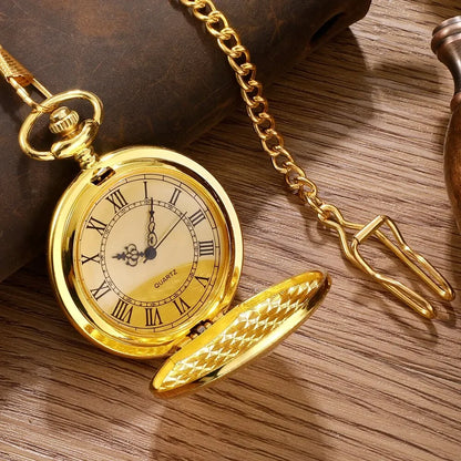 Montre de Poche Quartz Vintage Steampunk Avec Chaîne