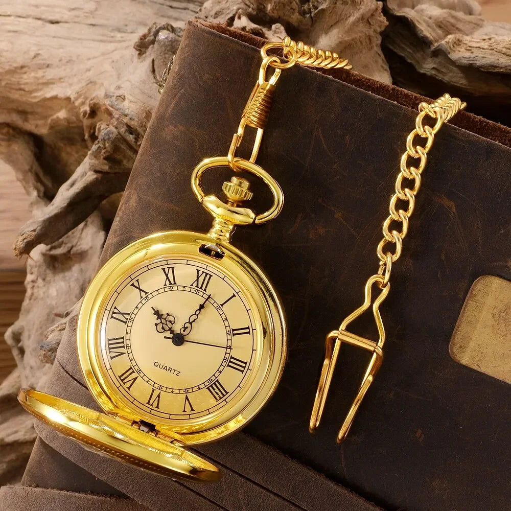Montre de Poche Quartz Vintage Steampunk Avec Chaîne