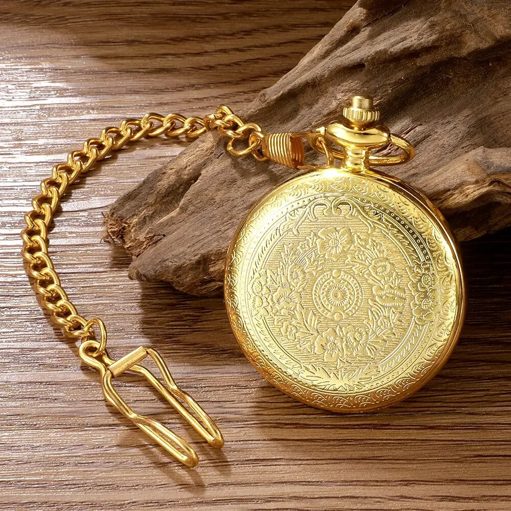 Montre de Poche Quartz Vintage Steampunk Avec Chaîne