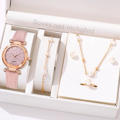 Montre Femme Minimaliste Cadran Quartz Bracelet Cuir Détails Cerise