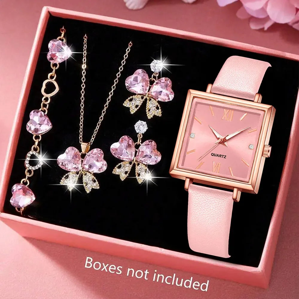 Montre Femme Minimaliste Cadran Quartz Bracelet Cuir Détails Cerise