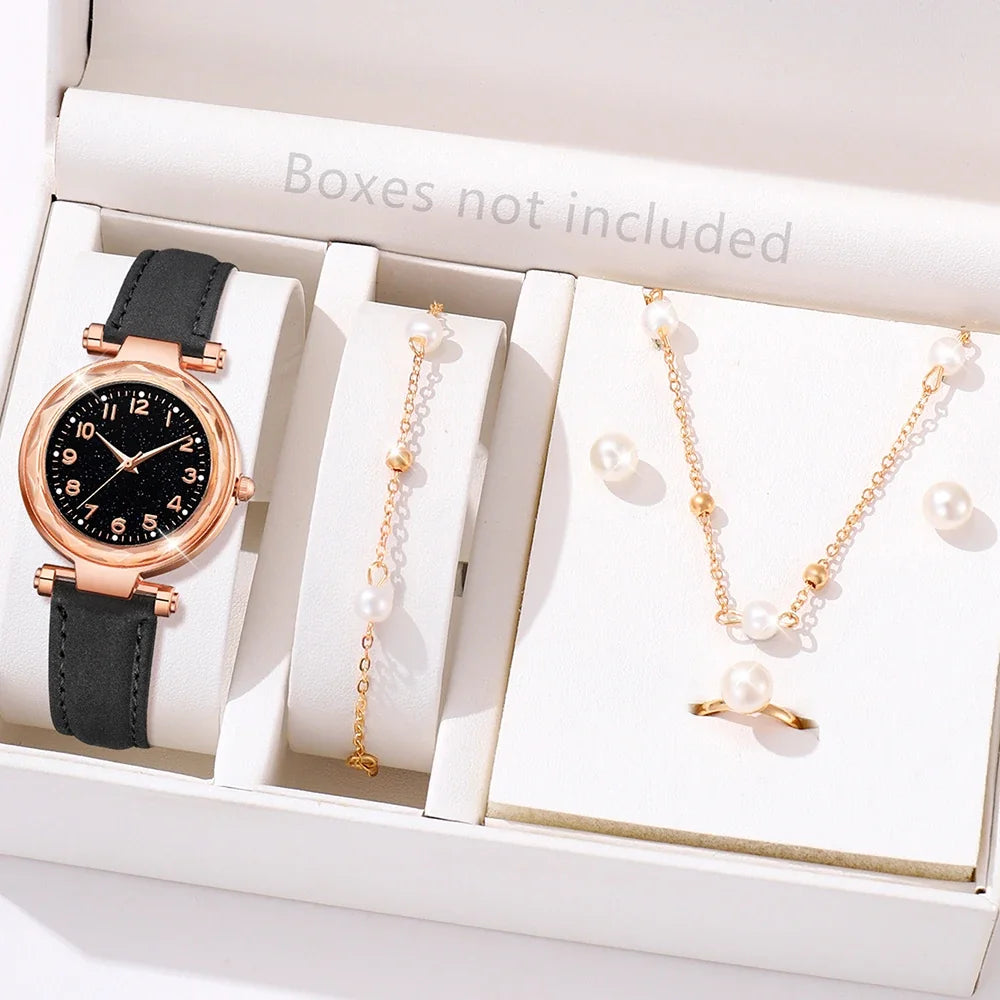 Montre Femme Minimaliste Cadran Quartz Bracelet Cuir Détails Cerise