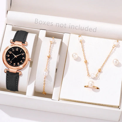 Montre Femme Minimaliste Cadran Quartz Bracelet Cuir Détails Cerise