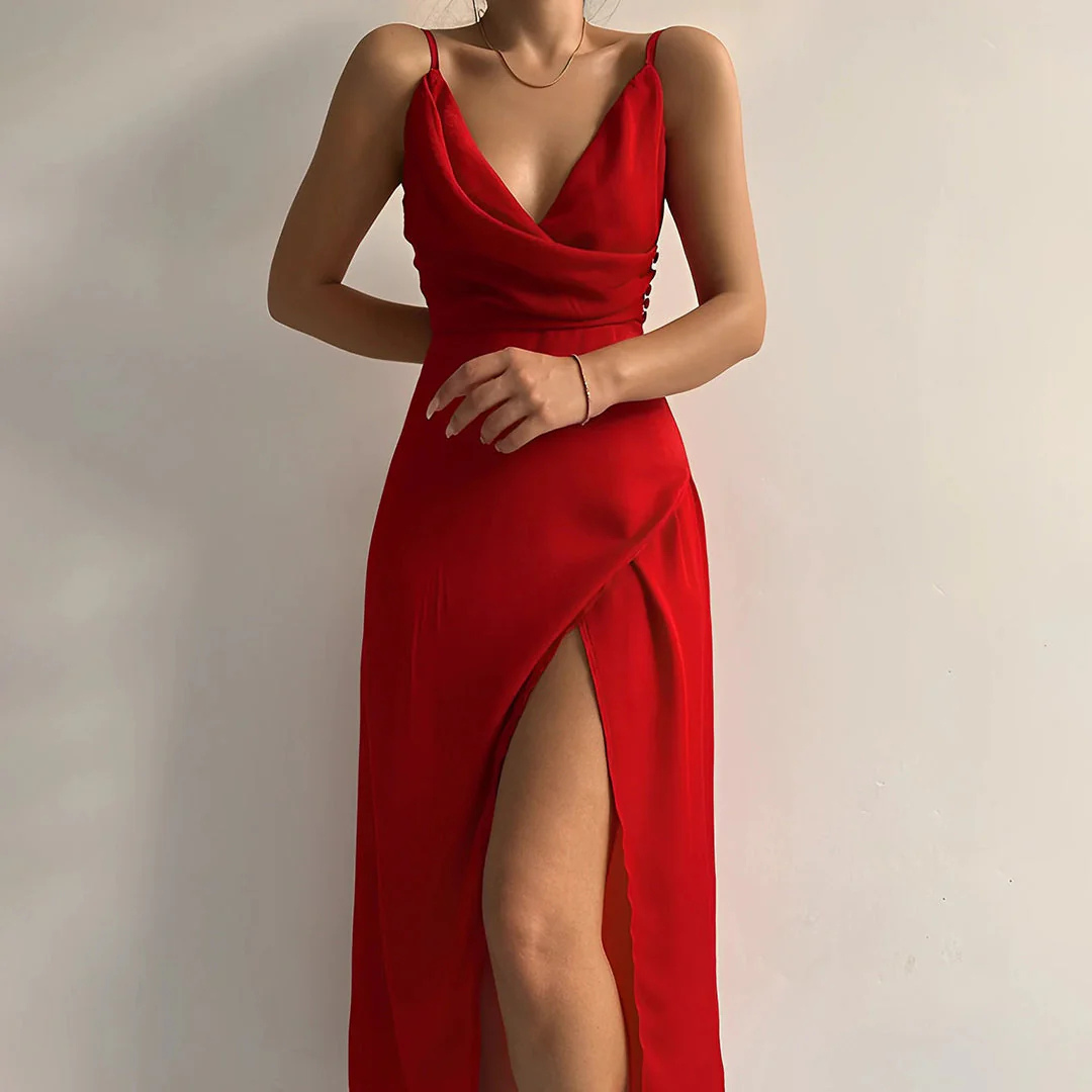 Robe Longue d'Invitée de Mariage Fendue pour Femme — photo 2