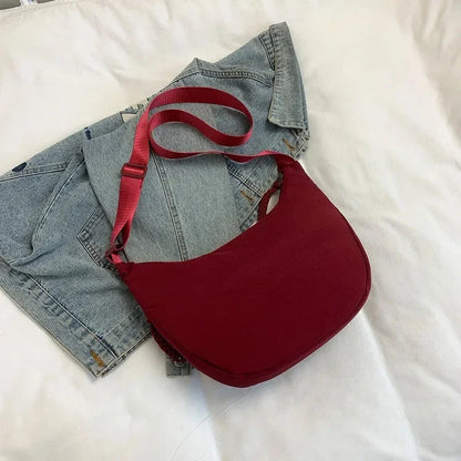 Sac Bandoulière Hobo en Nylon Minimaliste Doublure Cachemire