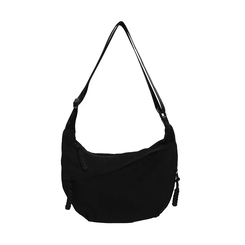 Sac Bandoulière Hobo en Nylon Minimaliste Doublure Cachemire