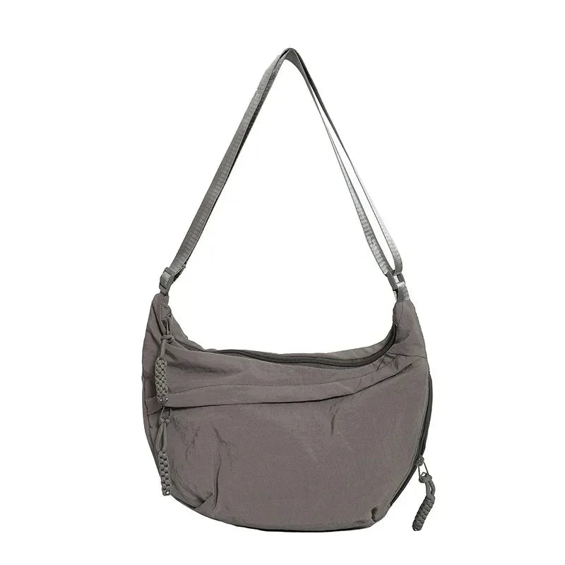 Sac Bandoulière Hobo en Nylon Minimaliste Doublure Cachemire