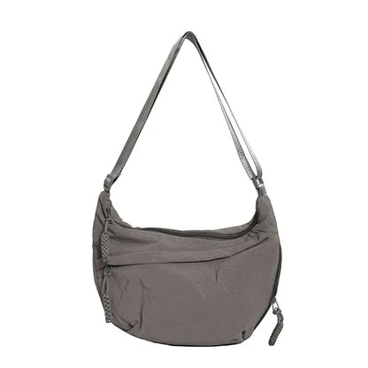 Sac Bandoulière Hobo en Nylon Minimaliste Doublure Cachemire