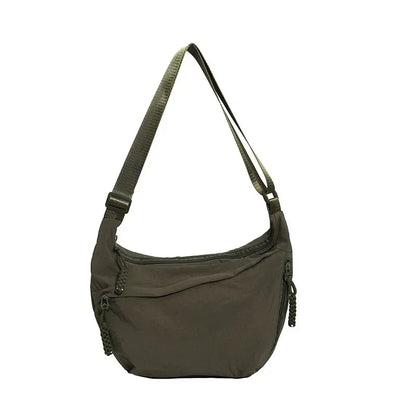 Sac Bandoulière Hobo en Nylon Minimaliste Doublure Cachemire