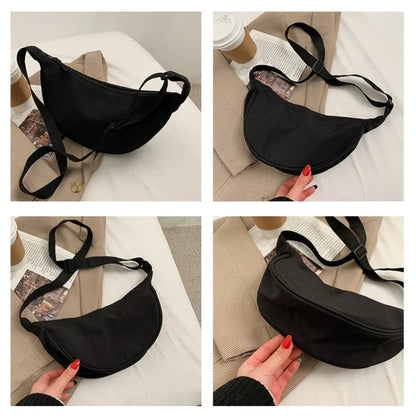 Sac Bandoulière Nylon Léger Hobo Fermeture Éclair Unisexe