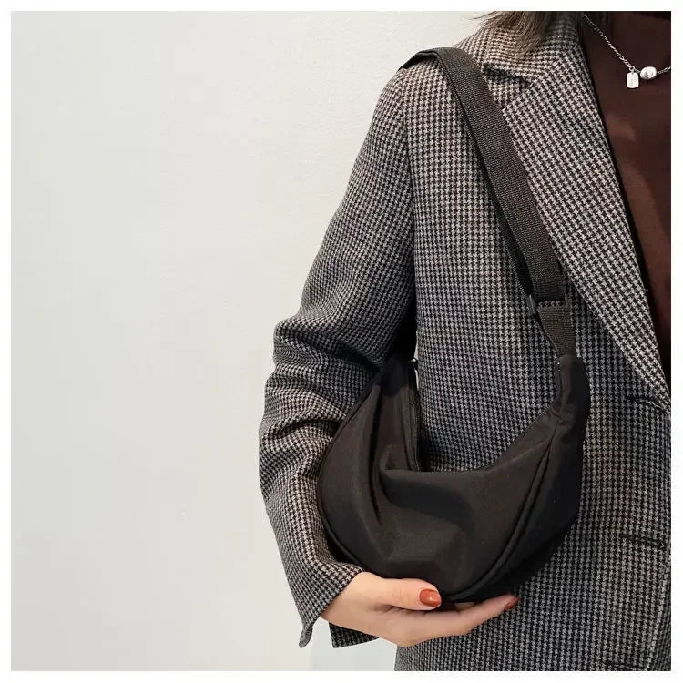 Sac Bandoulière Nylon Léger Hobo Fermeture Éclair Unisexe