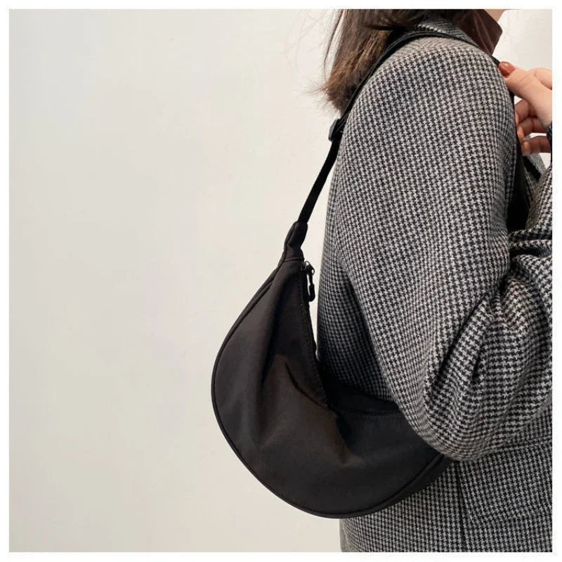 Sac Bandoulière Nylon Léger Hobo Fermeture Éclair Unisexe