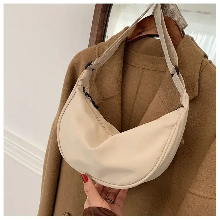 Sac Bandoulière Nylon Léger Hobo Fermeture Éclair Unisexe