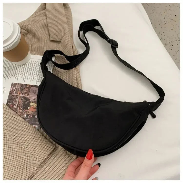 Sac Bandoulière Nylon Léger Hobo Fermeture Éclair Unisexe